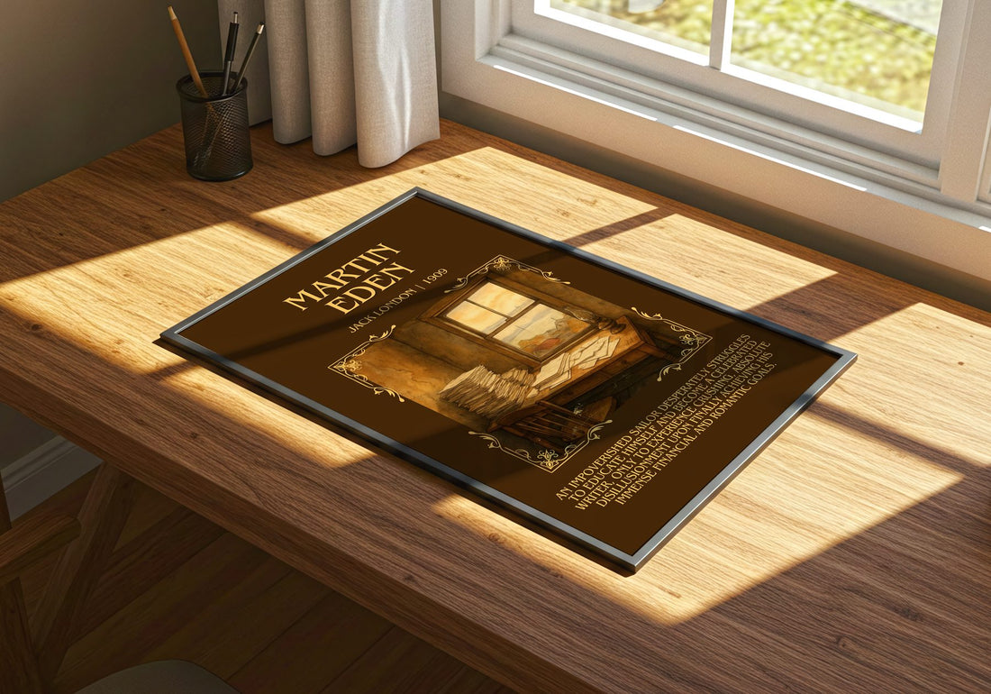 Martin Eden Minimalist Book Poster by Jack London – print on a sunlit desk