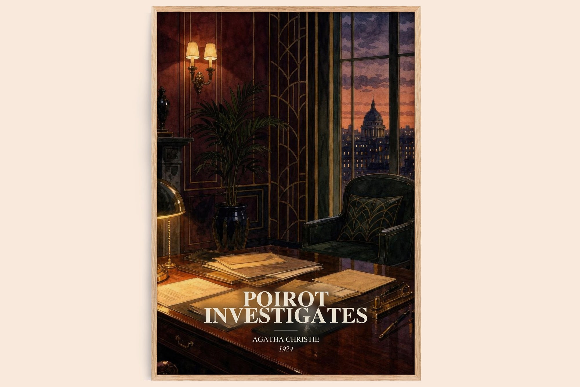 Poirot Investigates bookish book poster by Agatha Christie – framed literary art print