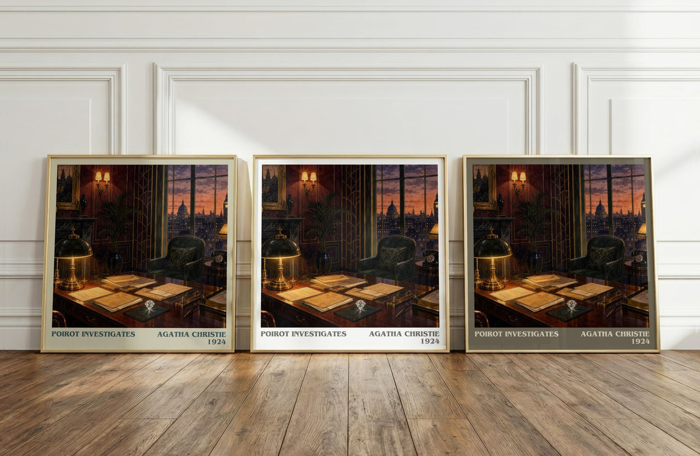 Poirot Investigates literary art print colour and style options – Agatha Christie book art