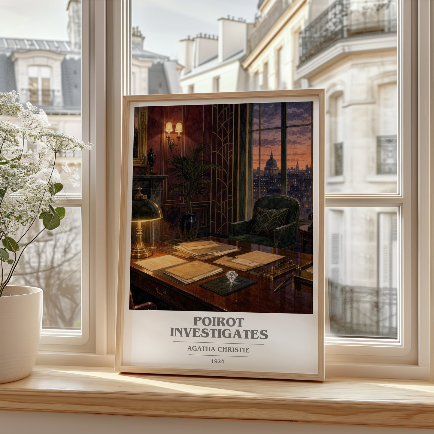 Poirot Investigates book cover poster colour and style options – Agatha Christie book art