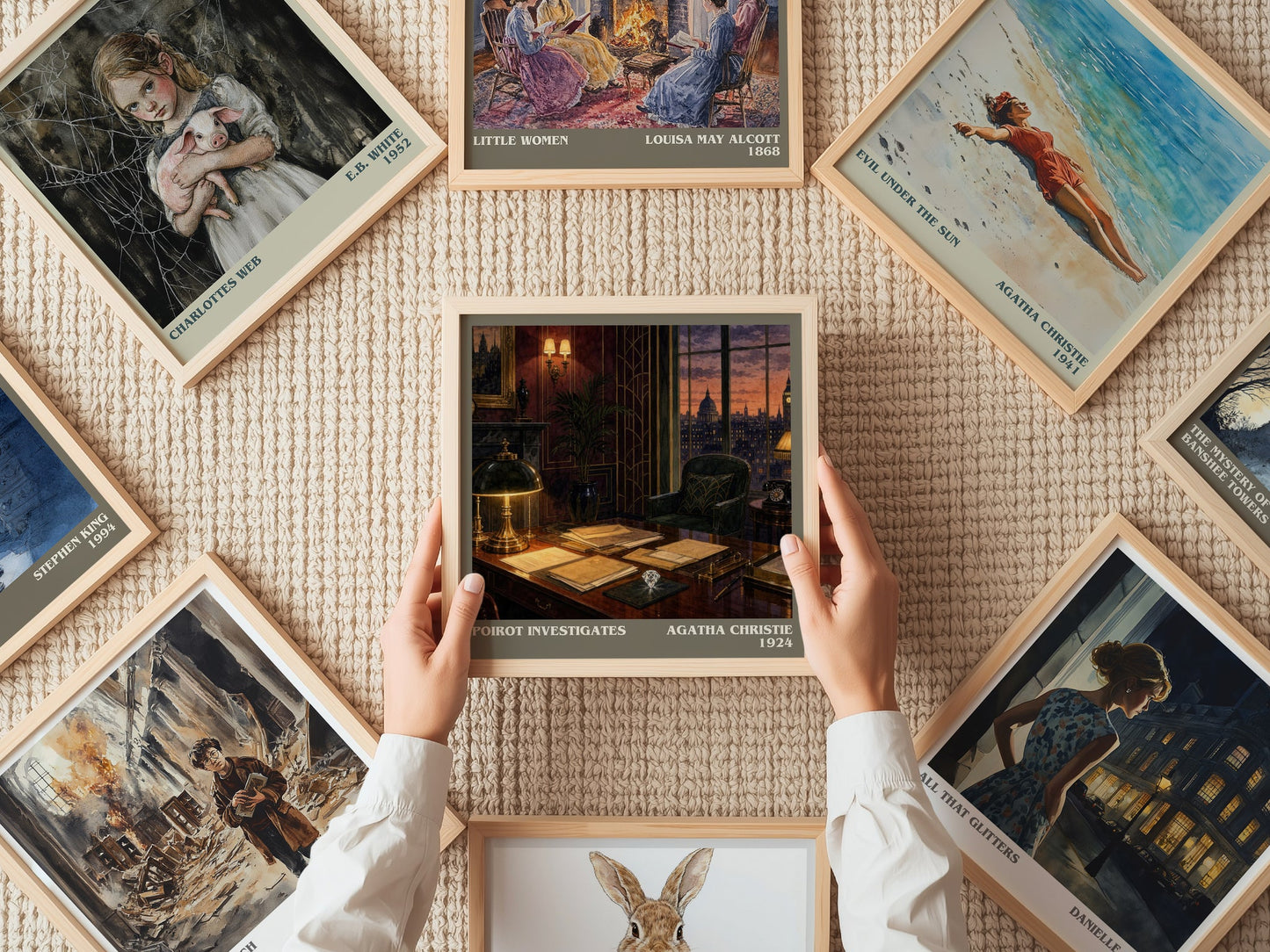 Poirot Investigates literary book poster framed on wall – mystery wall art
