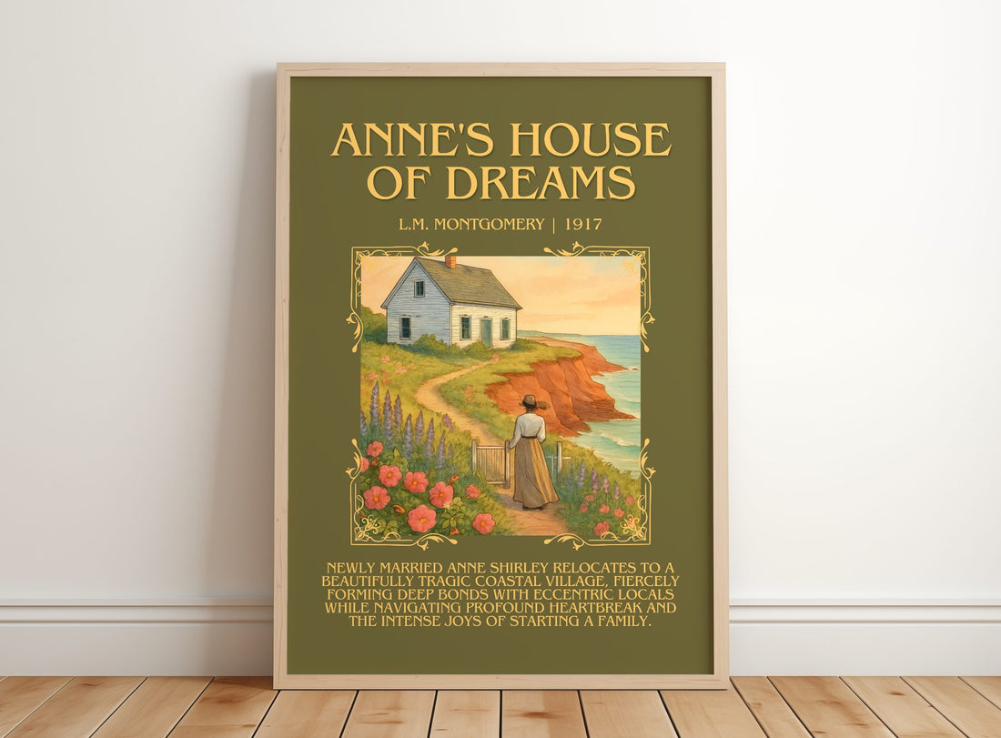 Anne'S House Of Dreams Minimalist Book Poster by L.M. Montgomery – framed print leaning on a wooden floor