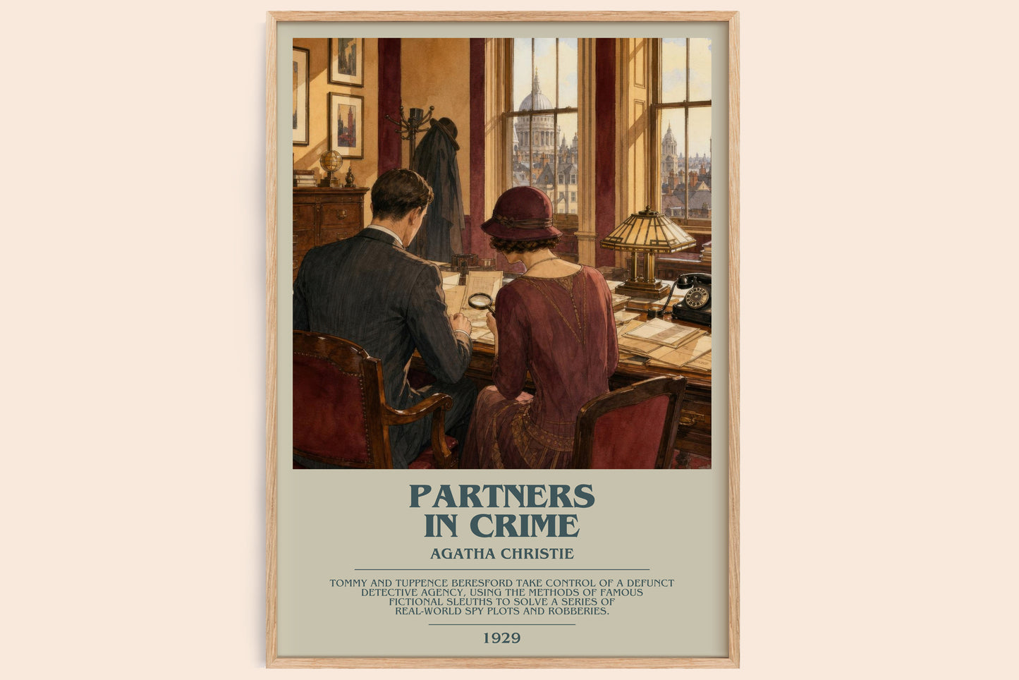 Partners In Crime bookish book poster by Agatha Christie – framed literary art print