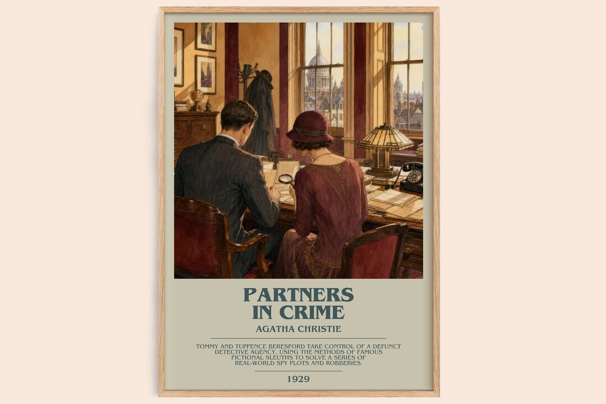 Partners In Crime bookish book poster by Agatha Christie – framed literary art print