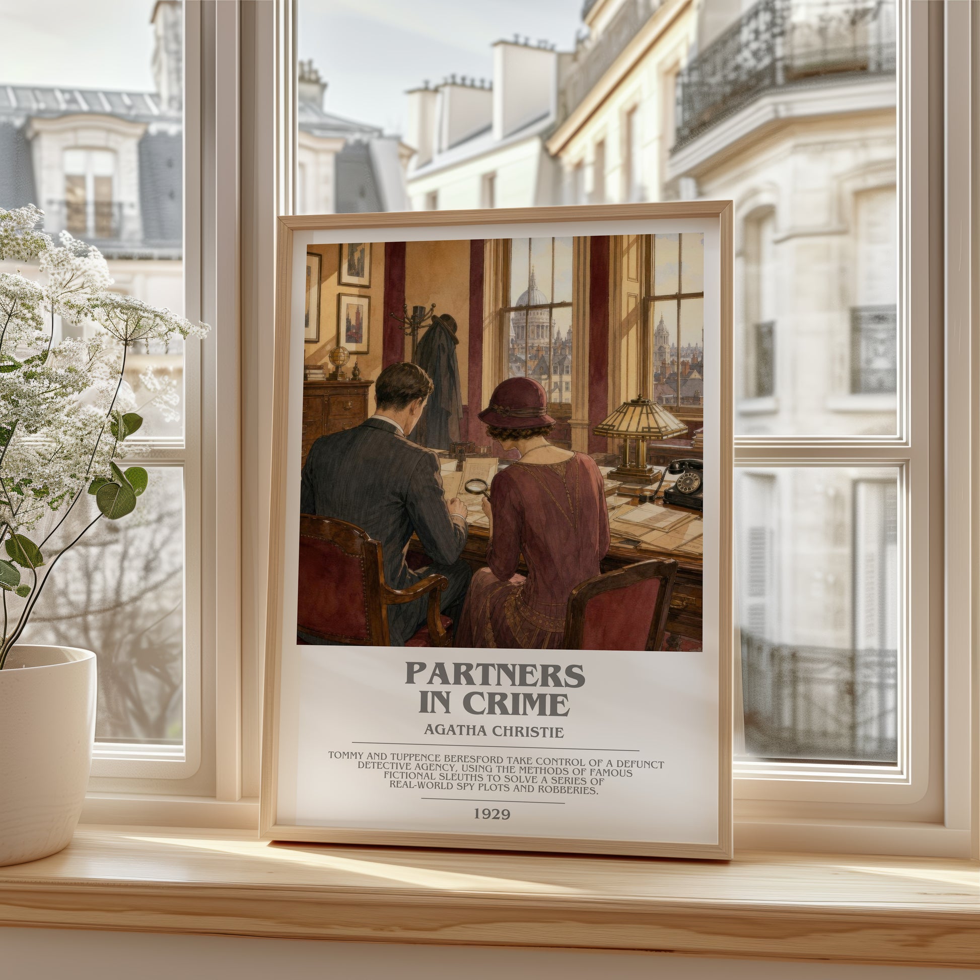 Partners In Crime bookish poster colour and style options – Agatha Christie book art