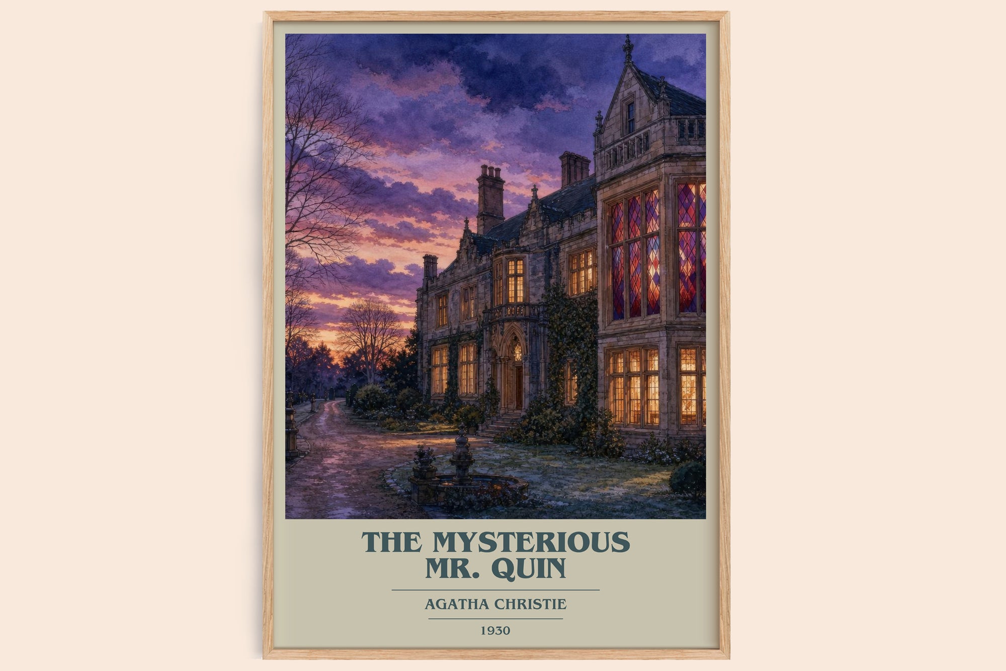 The Mysterious Mr. Quin book cover book poster by Agatha Christie – framed literary art print