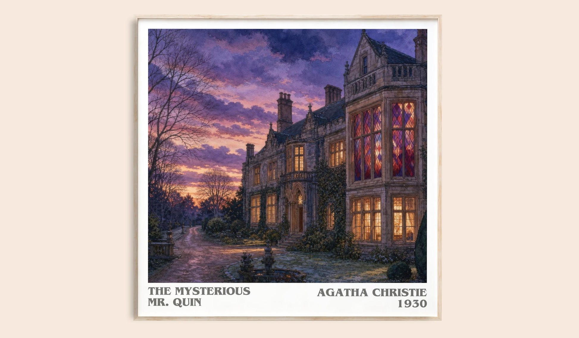 The Mysterious Mr. Quin literary book poster by Agatha Christie – framed literary art print
