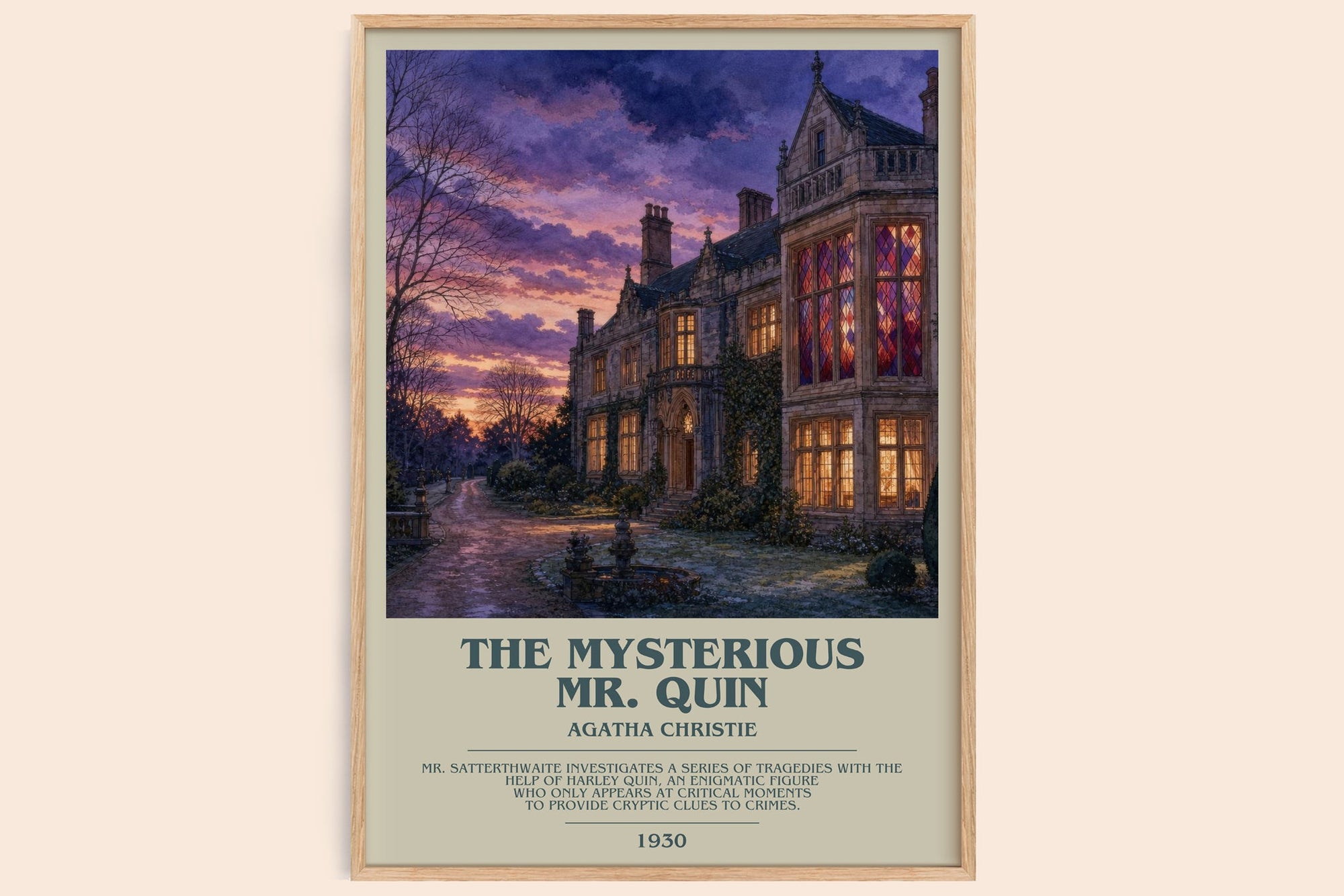 The Mysterious Mr. Quin bookish book poster by Agatha Christie – framed literary art print