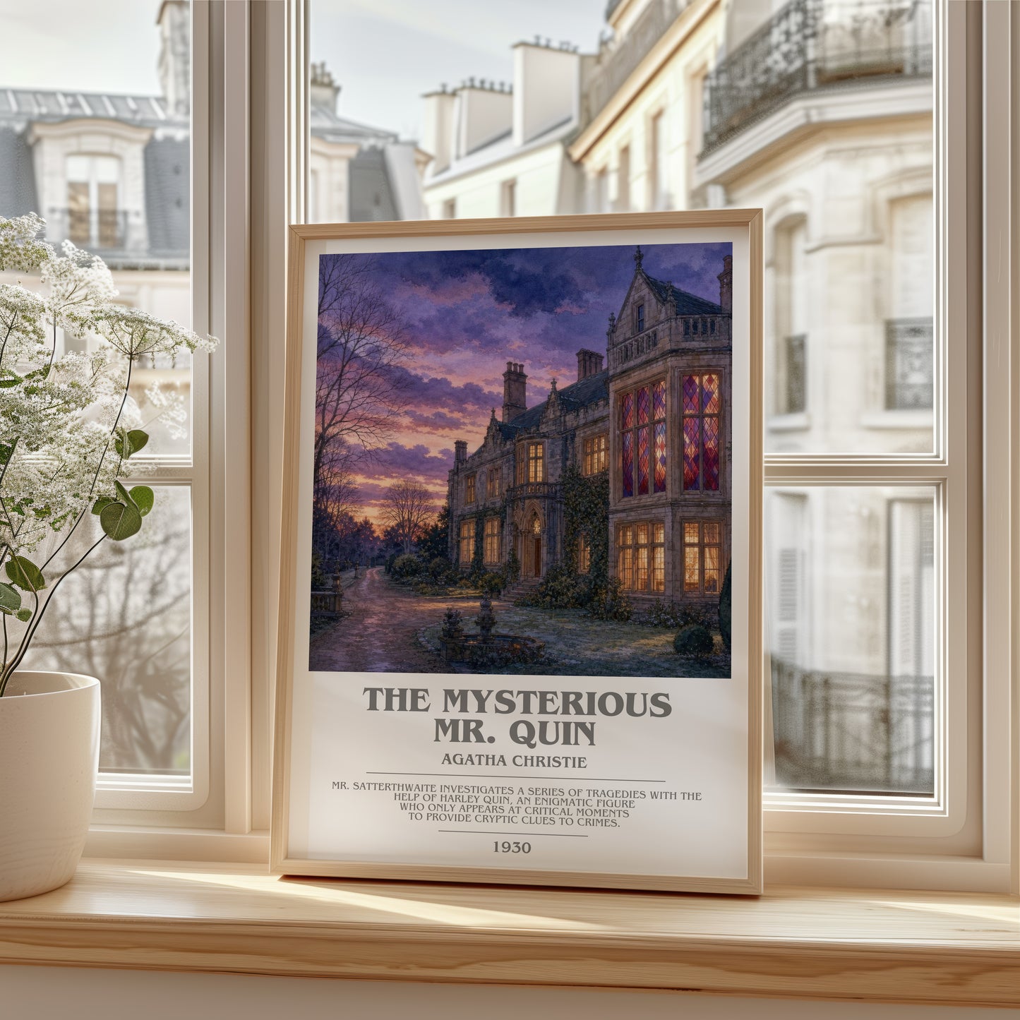 The Mysterious Mr. Quin bookish poster colour and style options – Agatha Christie book art