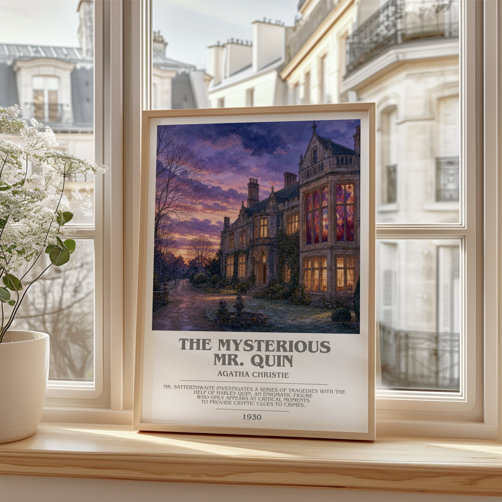 The Mysterious Mr. Quin bookish poster colour and style options – Agatha Christie book art