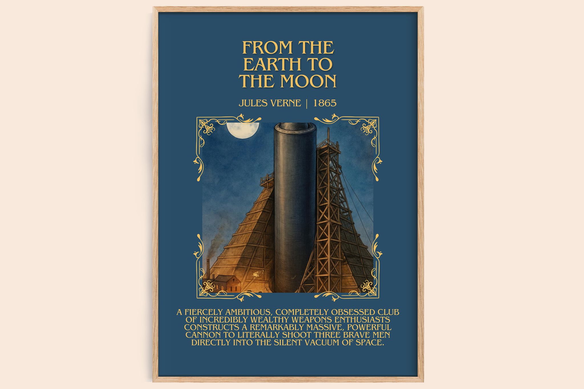 From The Earth To The Moon Minimalist Book Poster by Jules Verne