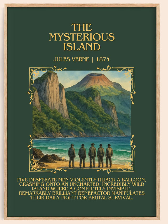 The Mysterious Island Minimalist Book Poster by Jules Verne