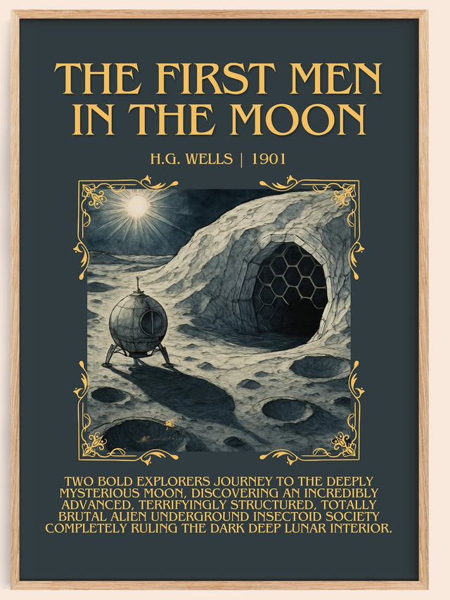 The First Men In The Moon Minimalist Book Poster by H.G. Wells