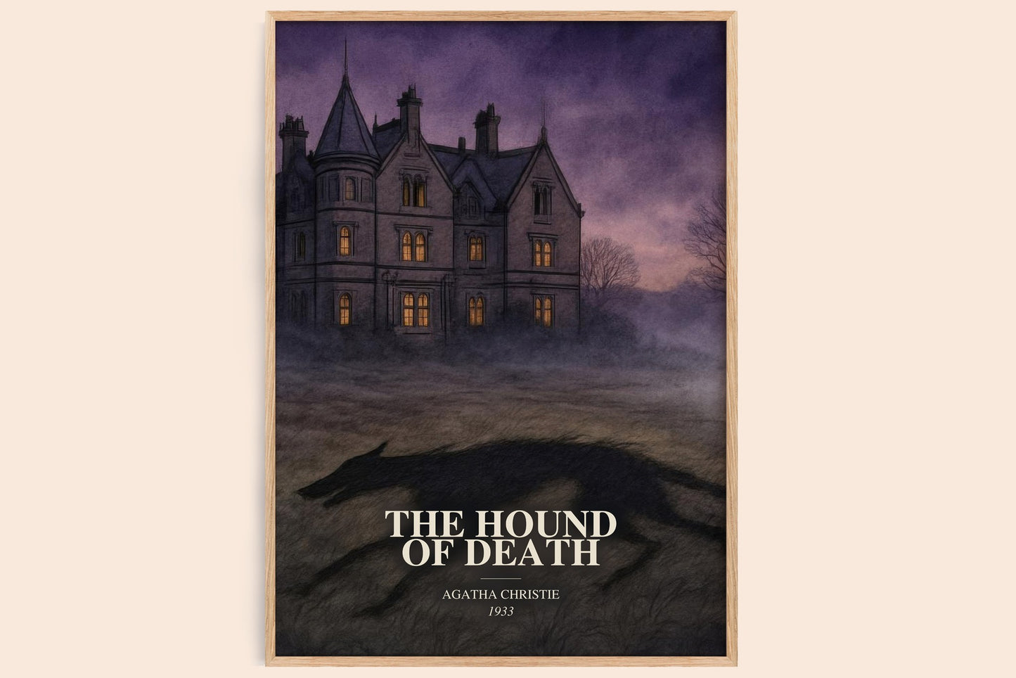 The Hound Of Death watercolour book poster by Agatha Christie – framed literary art print