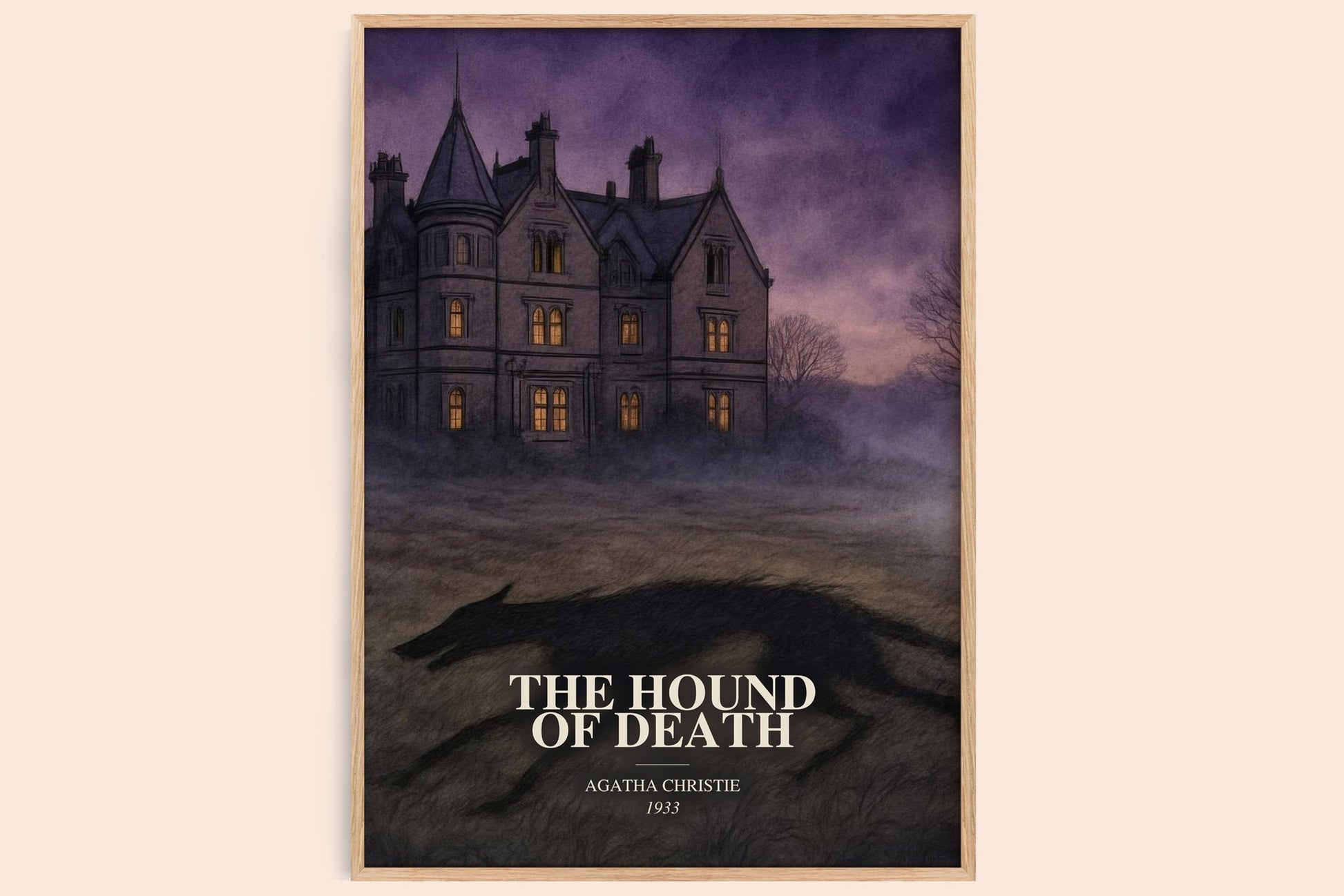 The Hound Of Death watercolour book poster by Agatha Christie – framed literary art print