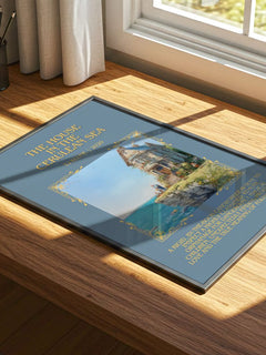 The House in the Cerulean Sea Minimalist Book Poster by TJ Klune – print on a sunlit desk