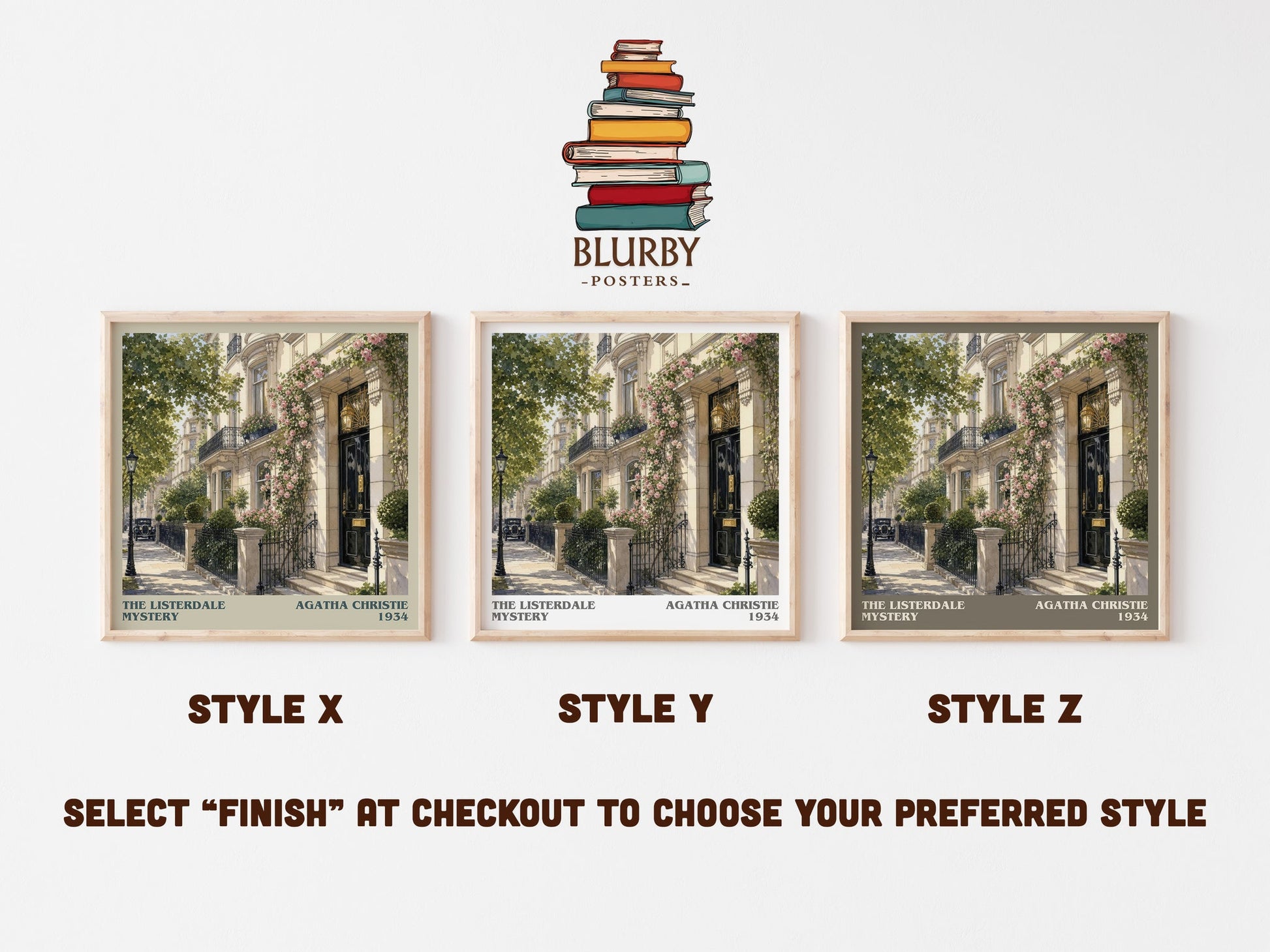 The Listerdale Mystery literary print in frame leaning in hallway – mystery wall art