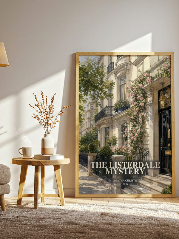 The Listerdale Mystery watercolour print in frame leaning in hallway – mystery wall art