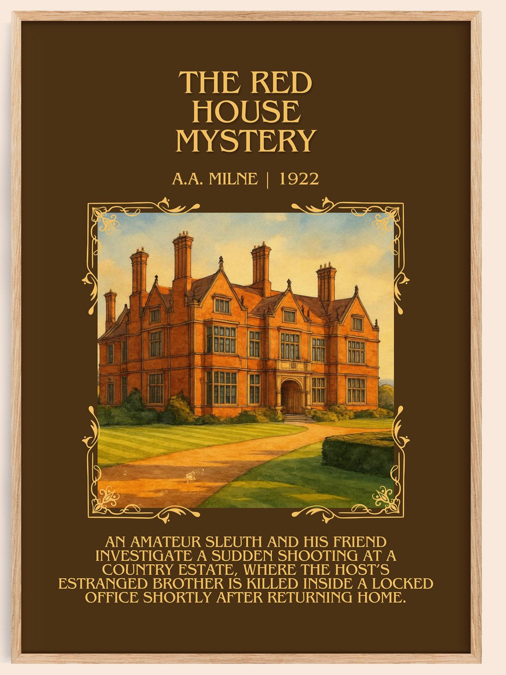 The Red House Mystery Minimalist Book Poster by A.A. Milne – book poster
