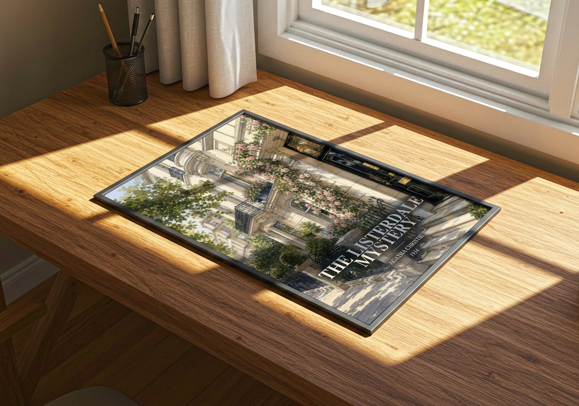 The Listerdale Mystery watercolour book poster framed on wall – mystery wall art