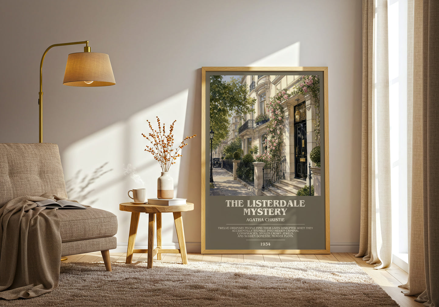 The Listerdale Mystery bookish print on bookshelf – Agatha Christie fan gift