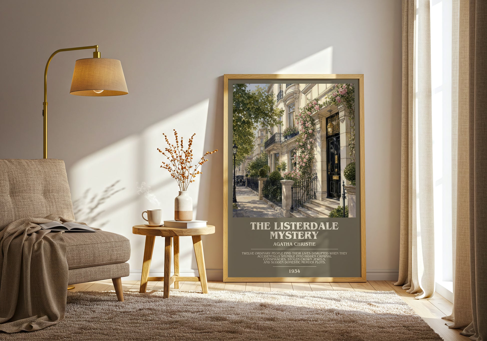 The Listerdale Mystery bookish print on bookshelf – Agatha Christie fan gift
