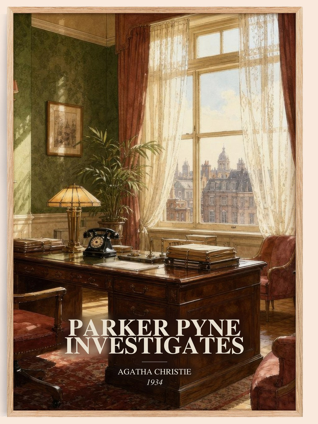 Parker Pyne Investigates watercolour book poster by Agatha Christie – framed literary art print