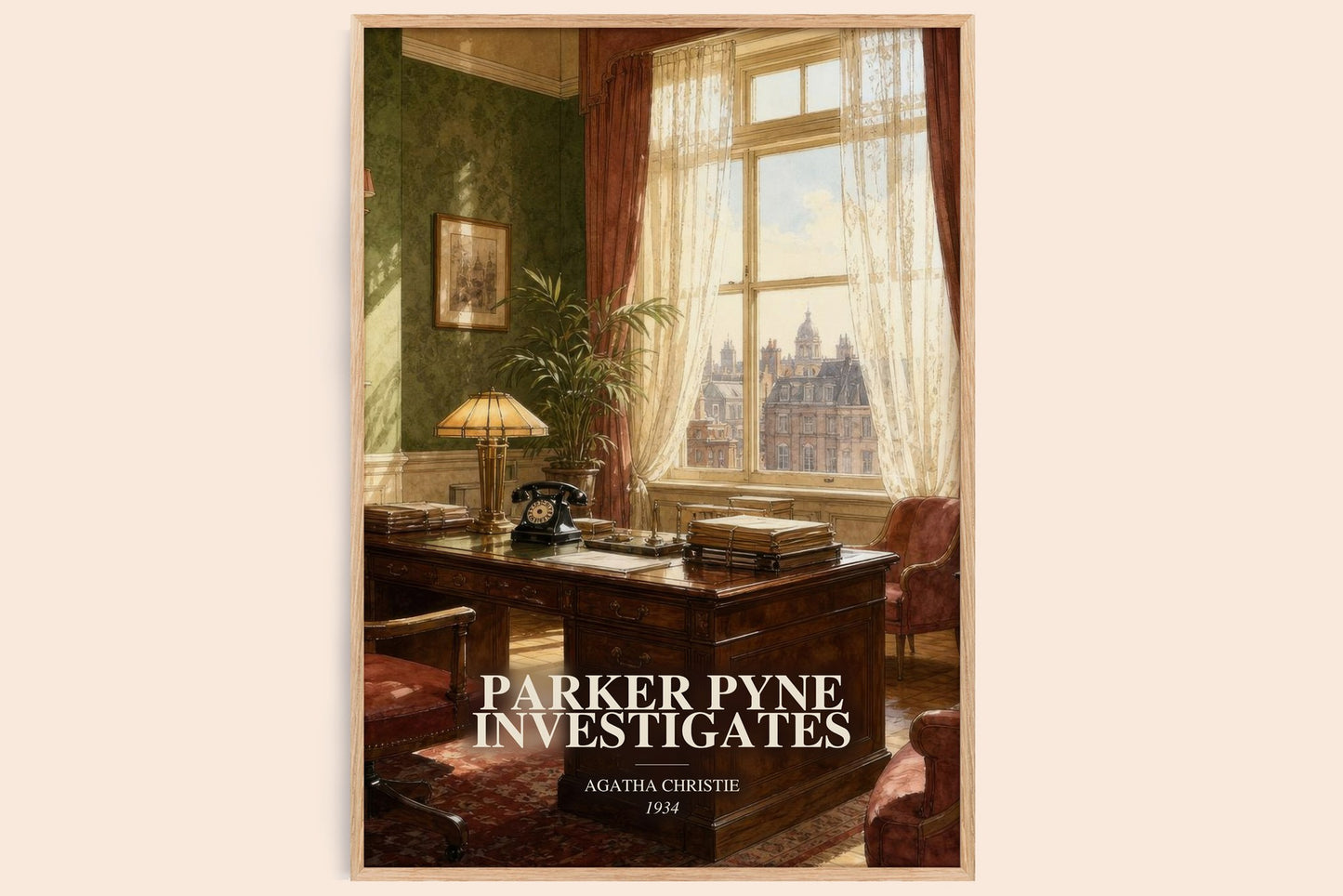 Parker Pyne Investigates watercolour book poster by Agatha Christie – framed literary art print