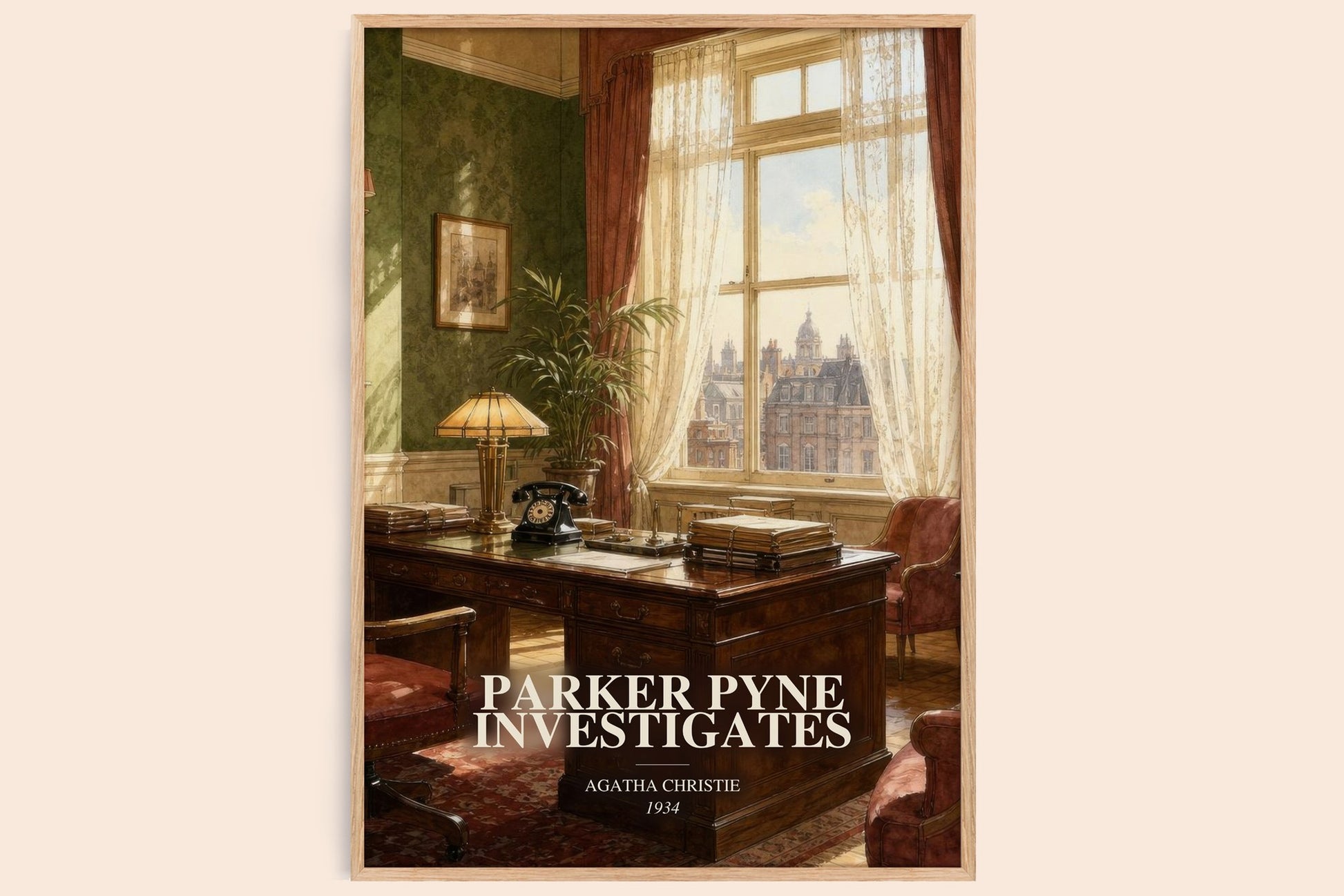Parker Pyne Investigates watercolour book poster by Agatha Christie – framed literary art print