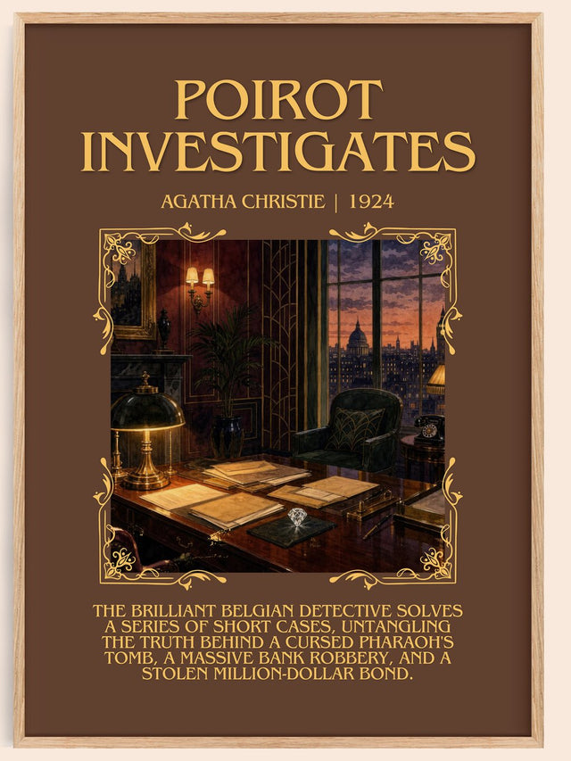 Poirot Investigates Minimalist Book Poster by Agatha Christie