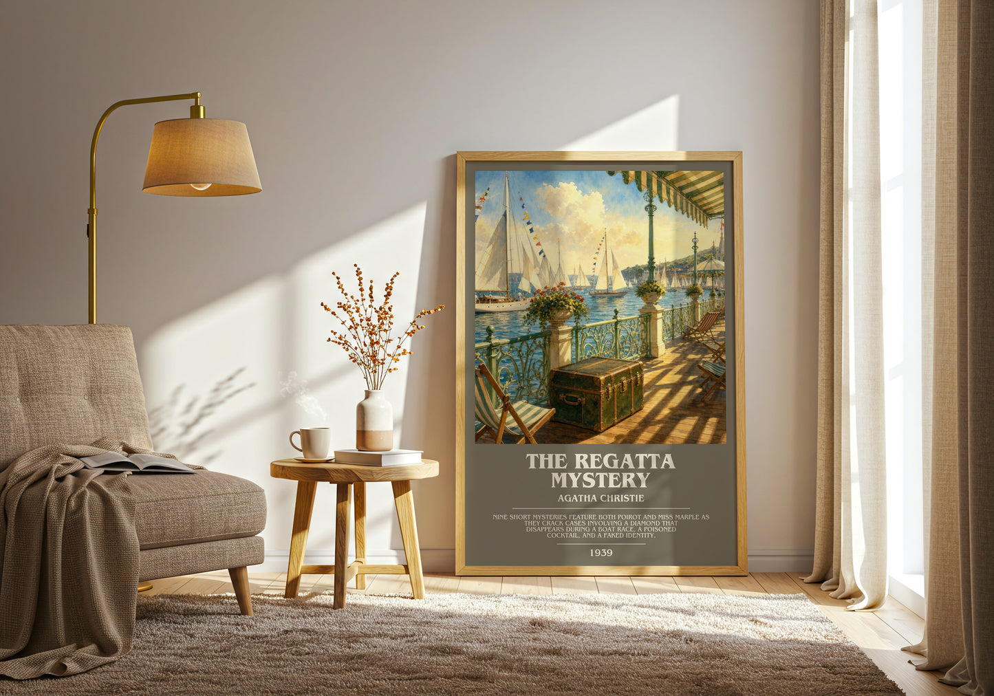 The Regatta Mystery bookish print on bookshelf – Agatha Christie fan gift