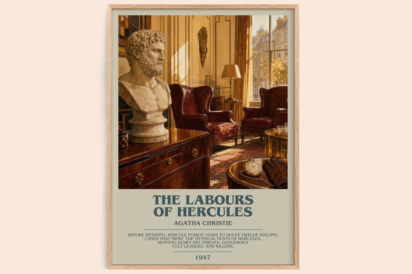 The Labours Of Hercules bookish book poster by Agatha Christie – framed literary art print