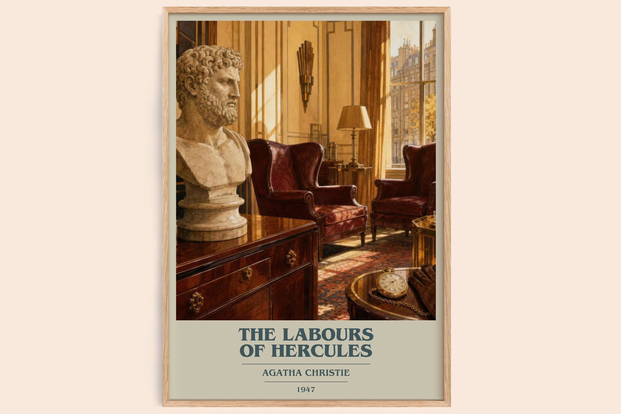 The Labours Of Hercules book cover book poster by Agatha Christie – framed literary art print
