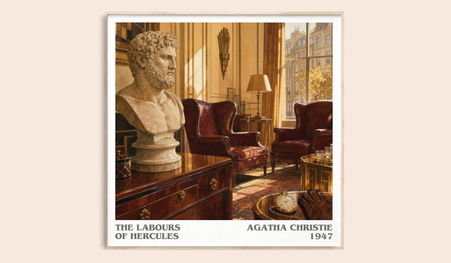 The Labours Of Hercules literary book poster by Agatha Christie – framed literary art print