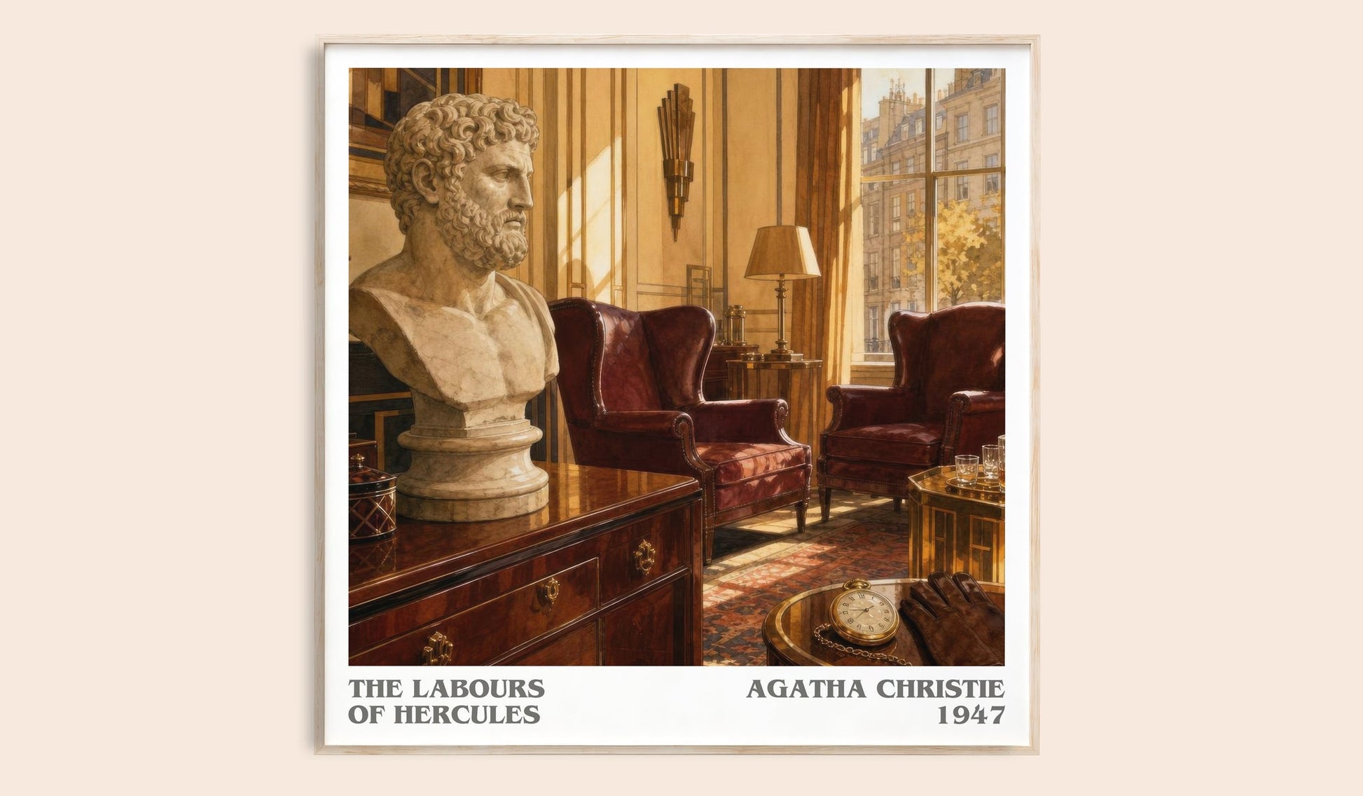 The Labours Of Hercules literary book poster by Agatha Christie – framed literary art print