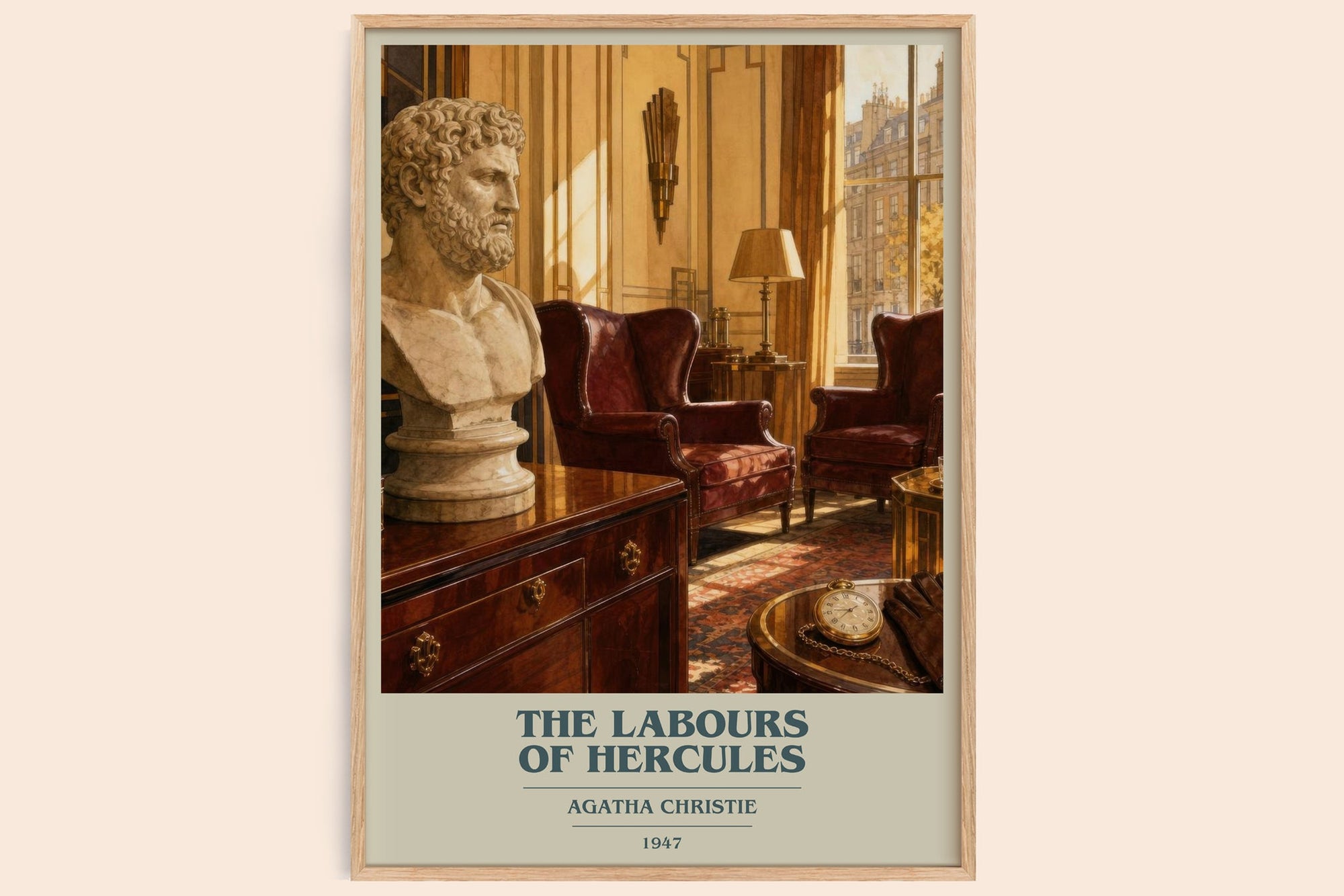 The Labours Of Hercules book cover book poster by Agatha Christie – framed literary art print