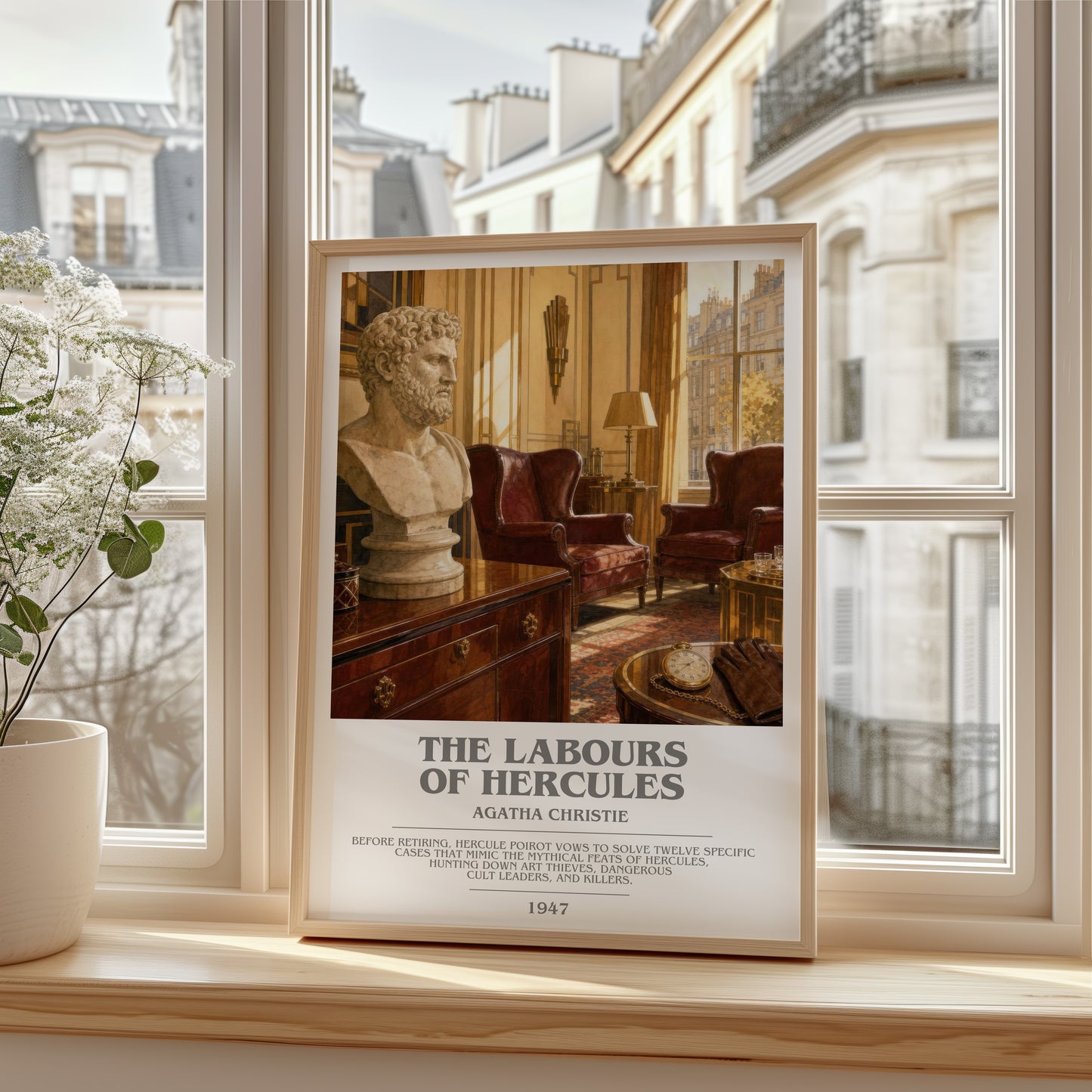 The Labours Of Hercules bookish poster colour and style options – Agatha Christie book art