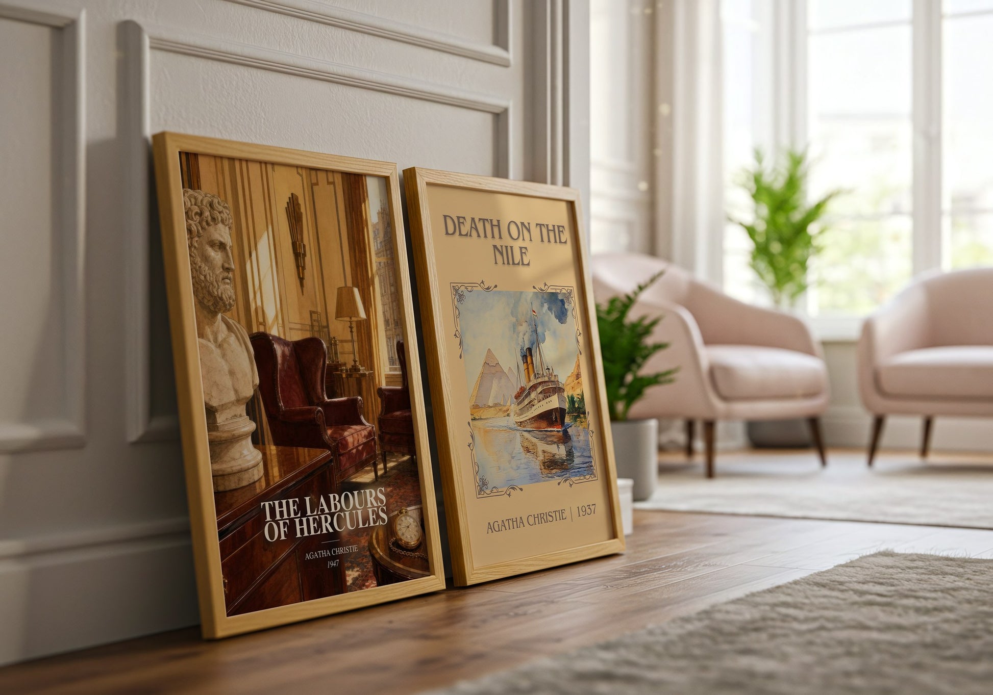 The Labours Of Hercules watercolour print framed by window – literary home decor