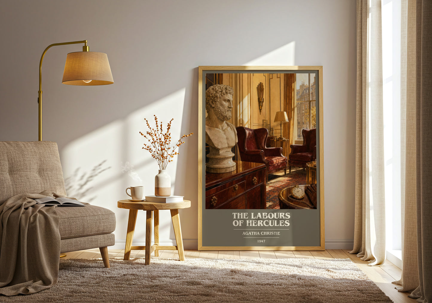 The Labours Of Hercules book cover print on bookshelf – Agatha Christie fan gift