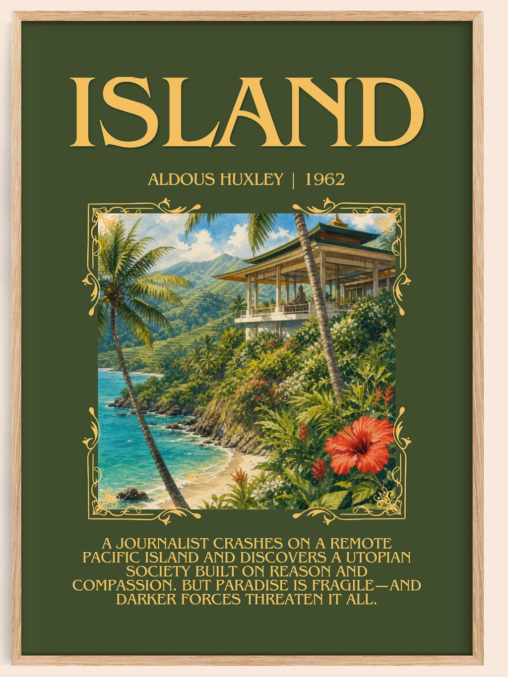 Island Minimalist Book Poster by Aldous Huxley – book poster