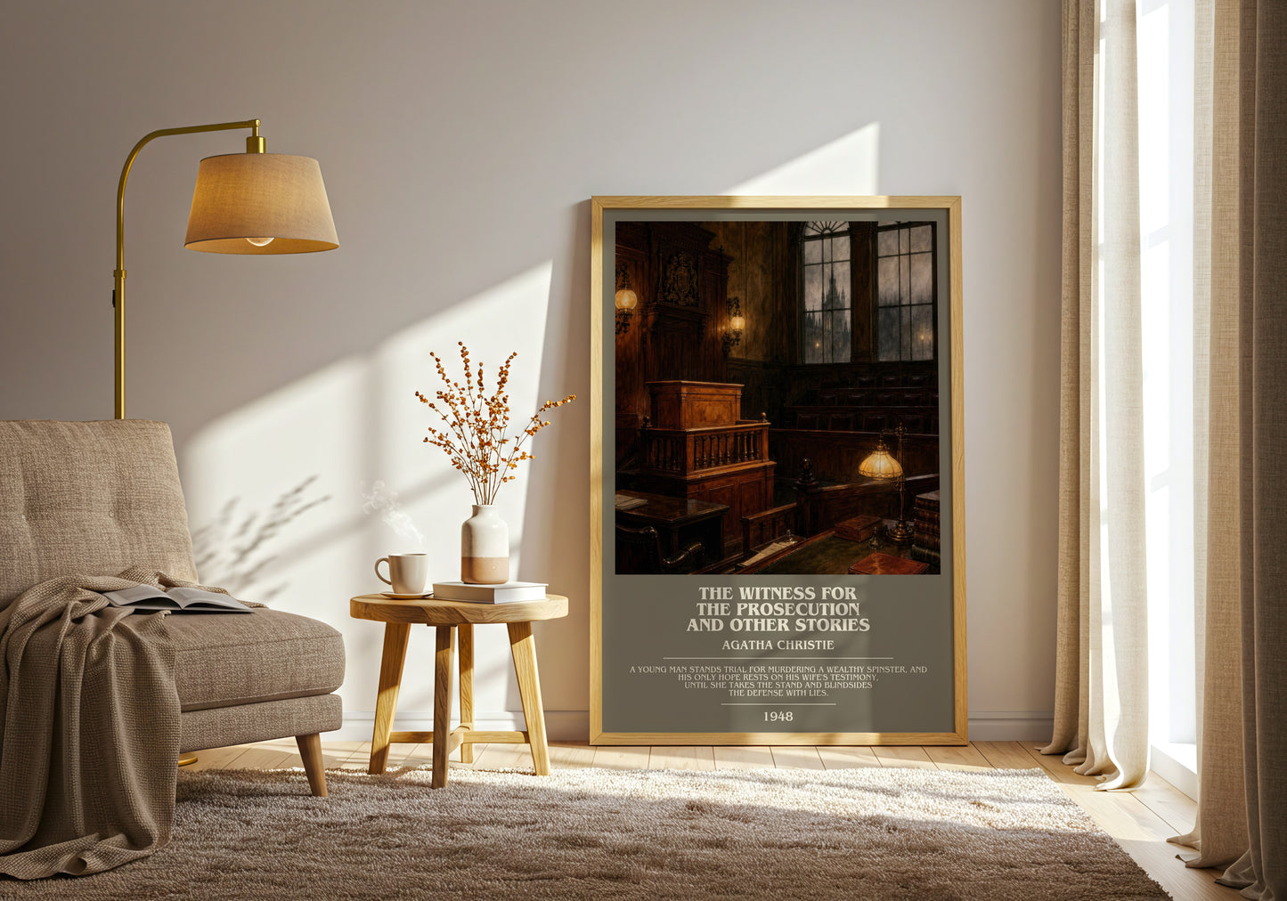 The Witness For The Prosecution And Other Stories bookish print on bookshelf – Agatha Christie fan gift