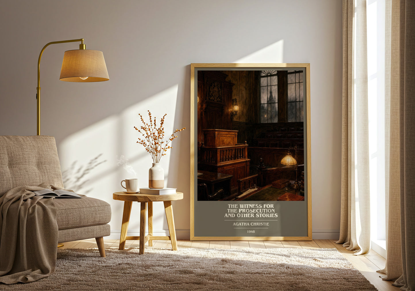 The Witness For The Prosecution And Other Stories book cover print on bookshelf – Agatha Christie fan gift
