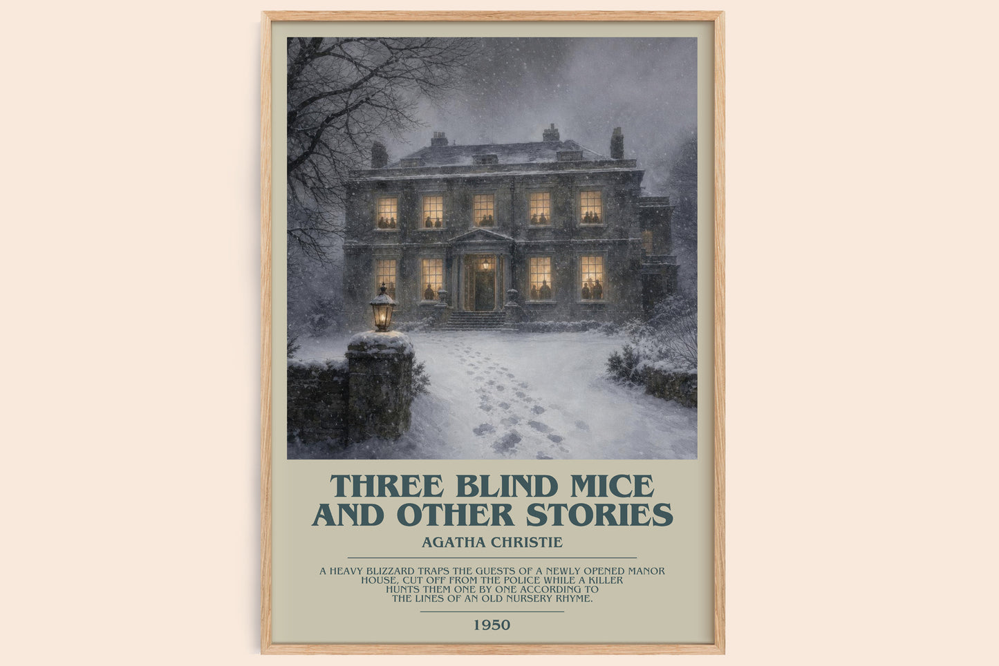Three Blind Mice And Other Stories bookish book poster by Agatha Christie – framed literary art print