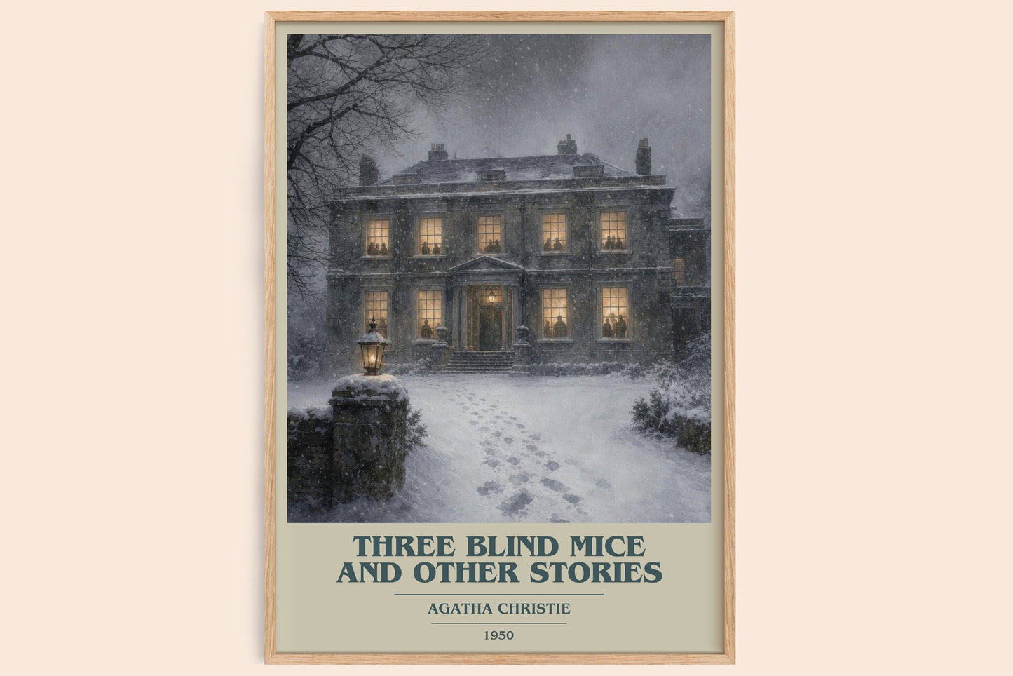 Three Blind Mice And Other Stories book cover book poster by Agatha Christie – framed literary art print