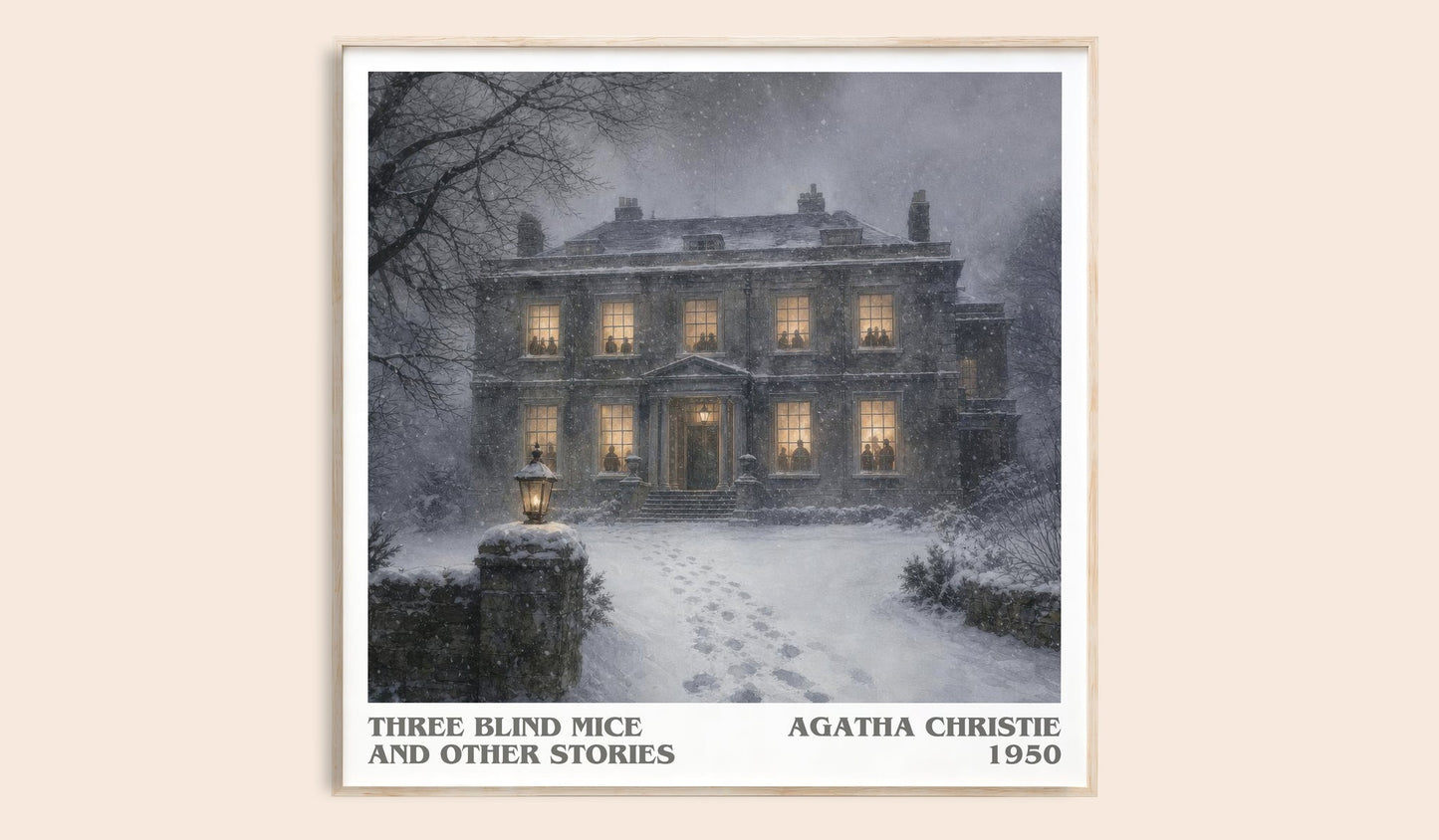 Three Blind Mice And Other Stories literary book poster by Agatha Christie – framed literary art print