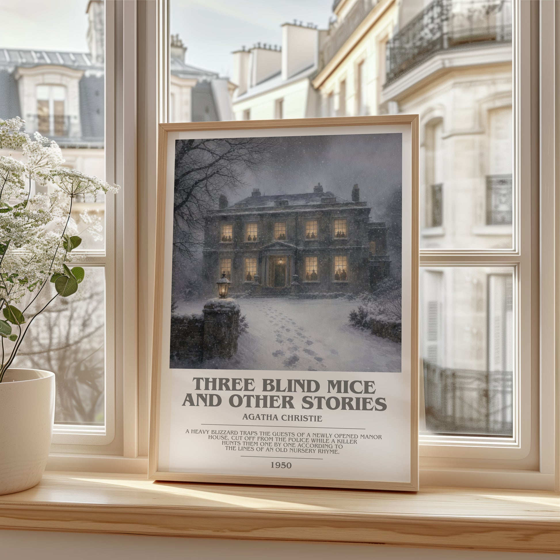 Three Blind Mice And Other Stories bookish poster colour and style options – Agatha Christie book art