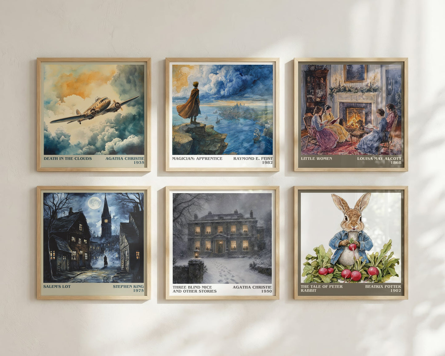 Three Blind Mice And Other Stories literary print framed by window – literary home decor