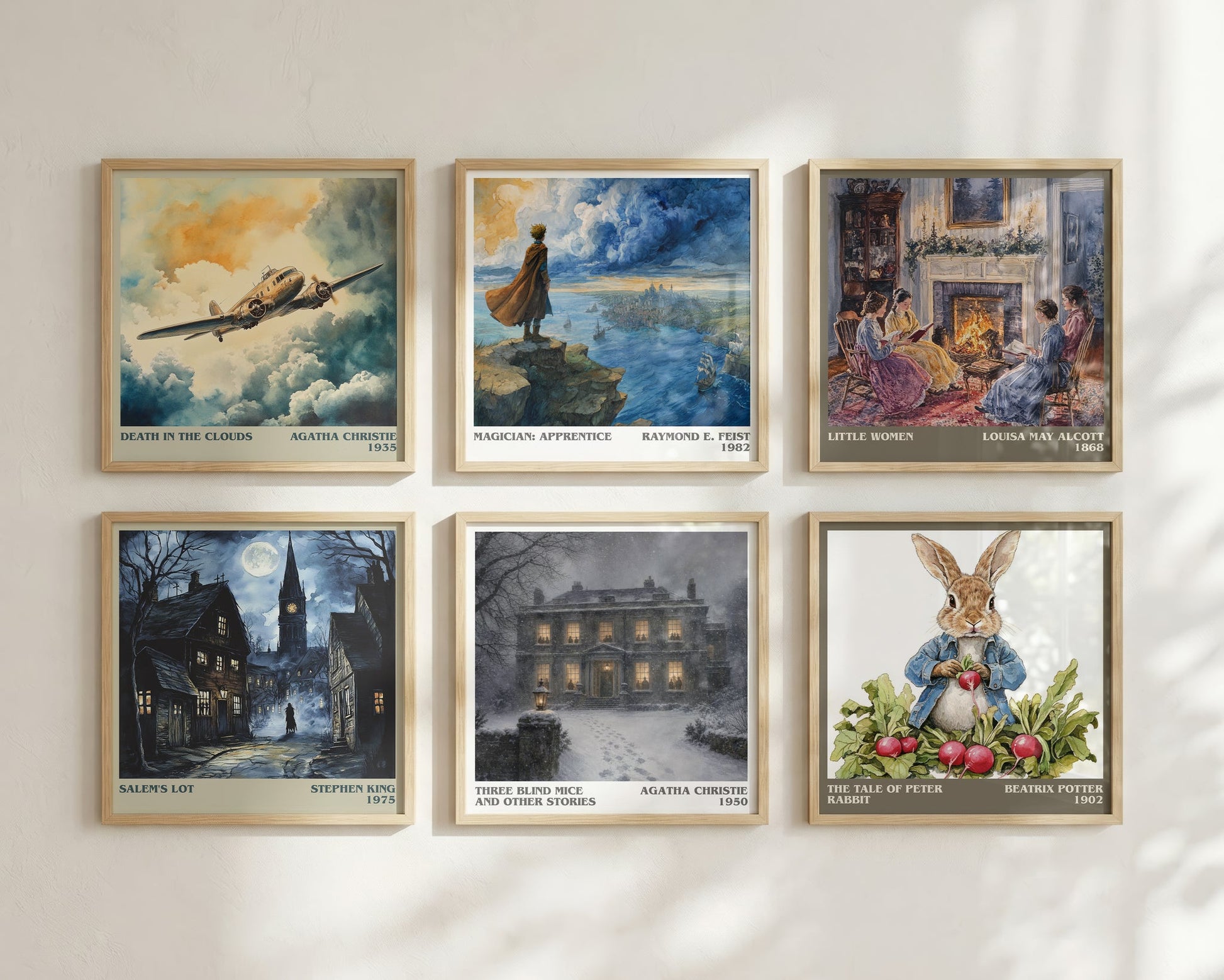 Three Blind Mice And Other Stories literary print framed by window – literary home decor