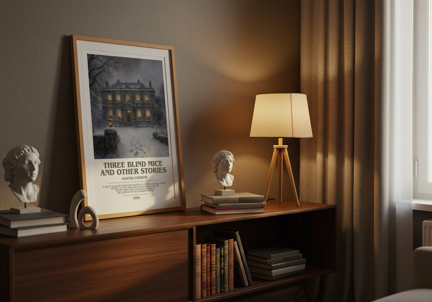 Three Blind Mice And Other Stories bookish book poster framed on wall – mystery wall art