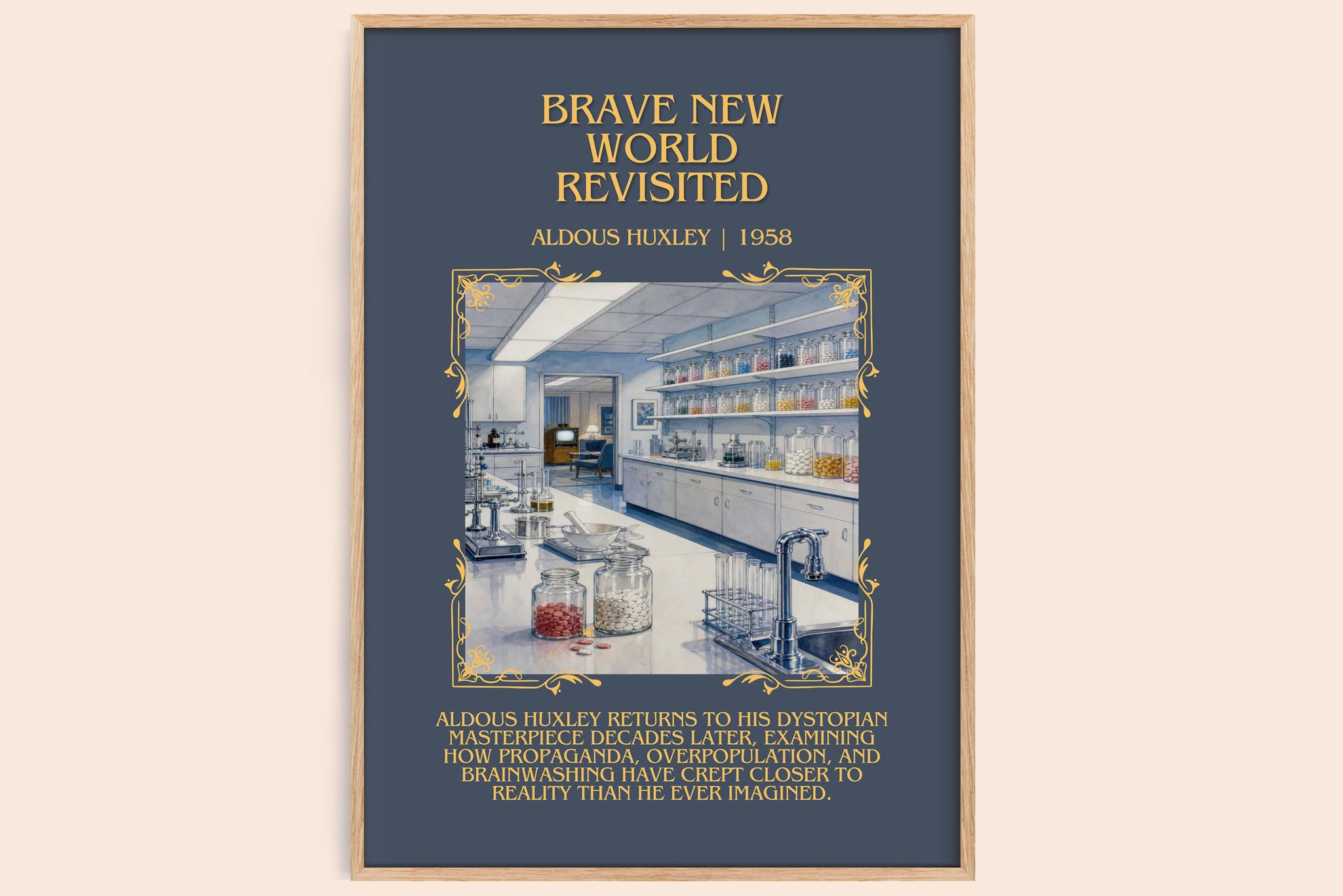 Brave New World Revisited Minimalist Book Poster by Aldous Huxley